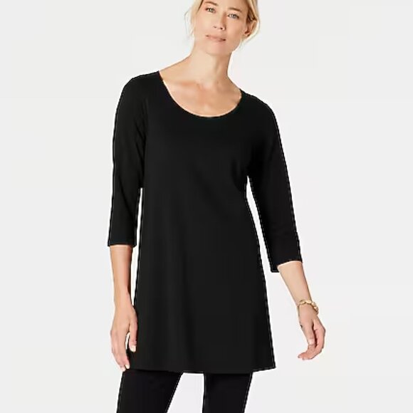 Pure Jill Plus Size M Black Stretch Ballet-Sleeve Tunic - Picture 1 of 4